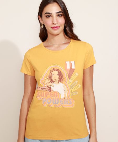 Blusa-Feminina-Eleven-Stranger-Things-Manga-Curta-Decote-Redondo-Mostarda-9973814-Mostarda_1 Blusa-Feminina-Eleven-Stranger-Things-Manga-Curta-Decote-Redondo-Mostarda-9973814-Mostarda_1