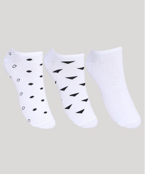 Kit-de-3-Meias-Feminino-Cano-Baixo-Estampado-Geometrico-Branco-9971701-Branco_1