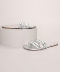 Rasteirinha-Feminina-Oneself-Metalizada-com-Pedras-Prateado-9977070-Prateado_1