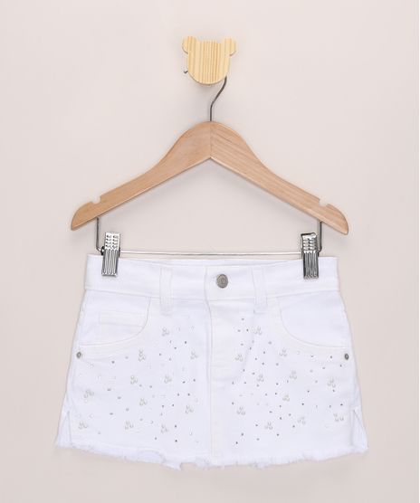 Short-Saia-de-Sarja-Infantil-com-Strass-Bolsos-e-Barra-Desfiada-Branco-9966238-Branco_1