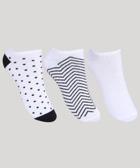 Kit-de-3-Meias-Feminino-Cano-Baixo-Estampado-Poa-e-Listrado-Branco-9971699-Branco_1