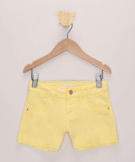 Short-de-Sarja-Infantil-com-Bolsos-e-Barra-Desfiada-Amarelo-9967116-Amarelo_1