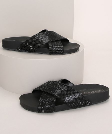 Rasteirinha-Feminina-Oneself-Tiras-Cruzadas-com-Brilho-Preta-9977066-Preto_1