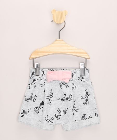 Short-de-Moletom-Infantil-Saruel-Estampado-de-Zebra-com-Laco-Cinza-Mescla-9966792-Cinza_Mescla_1