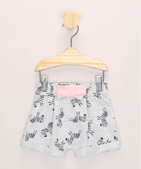 Short-de-Moletom-Infantil-Saruel-Estampado-de-Zebra-com-Laco-Cinza-Mescla-9966792-Cinza_Mescla_1