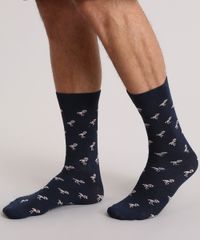Meia-Estampada-de-Flamingos-Azul-Marinho-8999681-Azul_Marinho_2