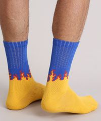 Meia-com-Estampada-de-Chamas-Amarela-9076227-Amarelo_3