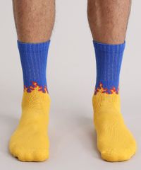 Meia-com-Estampada-de-Chamas-Amarela-9076227-Amarelo_4