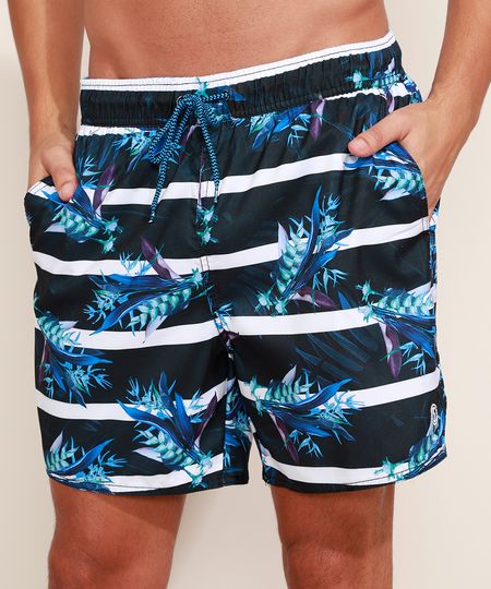 Short-Masculino-Listrado-Floral-com-Cordao-Preto-9906827-Preto_1