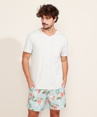 Camiseta-Masculina-Basica-com-Bolso-Manga-Curta-Gola-V-Cinza-Mescla-Claro-9964946-Cinza_Mescla_Claro_3
