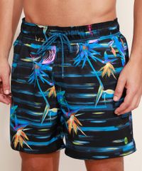 Short-Masculino-Estampado-Floral-com-Cordao-Preto-9909387-Preto_1