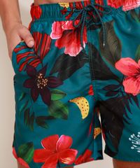 Short-Masculino-Estampado-Floral-com-Cordao-Verde-Escuro-9948159-Verde_Escuro_4