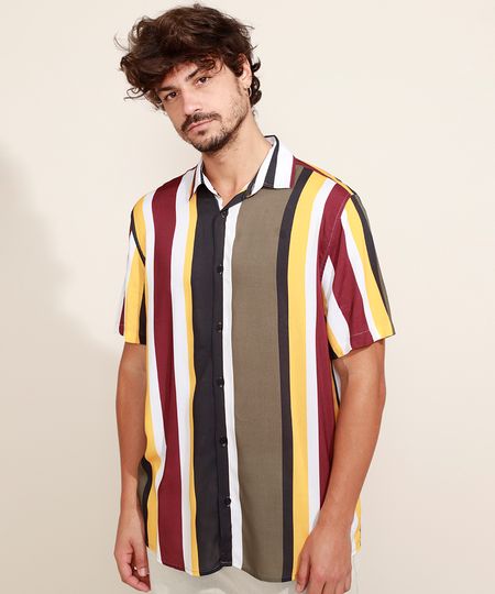 Camisa-Masculina-Listrada-Manga-Curta-Multicor-9977046-Multicor_1 Camisa-Masculina-Listrada-Manga-Curta-Multicor-9977046-Multicor_1