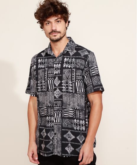 Camisa-Masculina-Estampada-Etnica-Manga-Curta-Preta-9968719-Preto_1