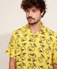 Camisa-Masculina-Estampada-Charlie-Brown-Manga-Curta-Mostarda-9968728-Mostarda_5