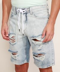 Bermuda-Jeans-Masculina-Relaxed-Destroyed-com-Cordao--Azul-Claro-9968934-Azul_Claro_1