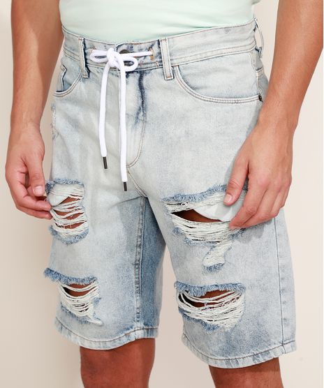 Bermuda-Jeans-Masculina-Relaxed-Destroyed-com-Cordao--Azul-Claro-9968934-Azul_Claro_1