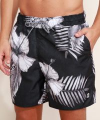 Short-Masculino-Estampado-Floral-com-Cordao-Preto-9906830-Preto_1