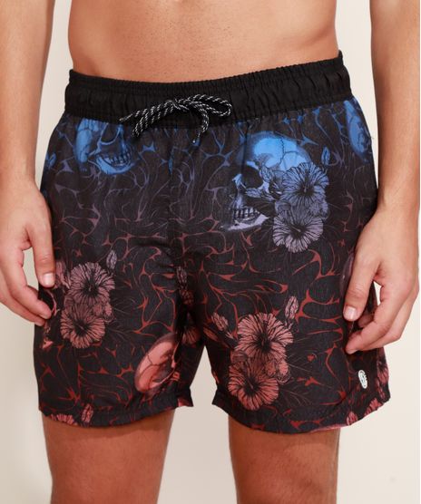 Short-Masculino-Estampado-Floral-e-Caveiras-com-Cordao-Preto-9961639-Preto_1