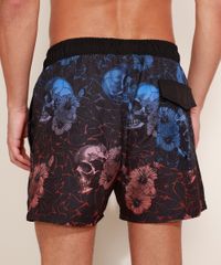 Short-Masculino-Estampado-Floral-e-Caveiras-com-Cordao-Preto-9961639-Preto_2