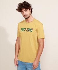 Camiseta-Masculina--Free-Mind---Manga-Curta-Gola-Careca-Mostarda-9968453-Mostarda_1