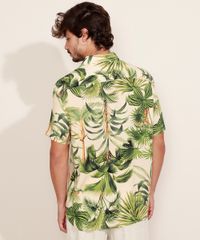 Camisa-Masculina-Estampada-de-Folhagem-Manga-Curta-Bege-9968737-Bege_2