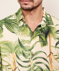 Camisa-Masculina-Estampada-de-Folhagem-Manga-Curta-Bege-9968737-Bege_5