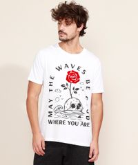 Camiseta-Masculina-Caveira-e-Flor-Flocada-Manga-Curta-Gola-Careca-Branca-9974486-Branco_1