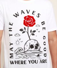 Camiseta-Masculina-Caveira-e-Flor-Flocada-Manga-Curta-Gola-Careca-Branca-9974486-Branco_2