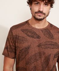 Camiseta-Masculina-Estampada-de-Folhas-Manga-Curta-Gola-Careca-Marrom-9969449-Marrom_4