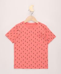 Camiseta-Infantil-Estampada-Mini-Print-de-Flamingos-com-Bolso-Manga-Curta-Coral-9970010-Coral_1