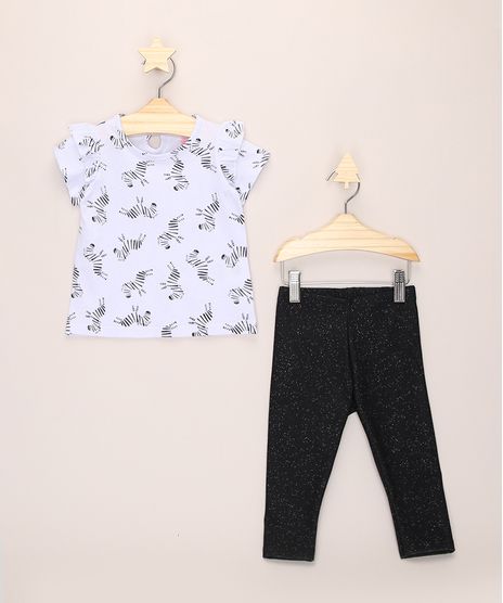 Conjunto-Infantil-de-Blusa-Estampada-de-Zebra-com-Babado-na-Manga-Branca---Calca-Legging-com-Glitter-Preta-9966791-Preto_1