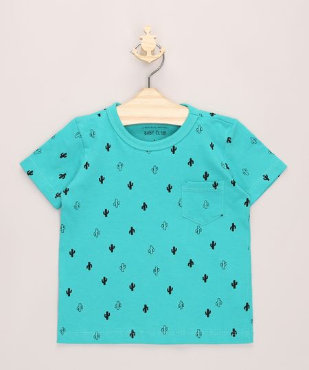 Camiseta-Infantil-Estampada-Mini-Print-de-Cactos-com-Bolso-Manga-Curta-Verde-Agua-9965798-Verde_Agua_1