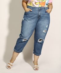 Calca-Jeans-Feminina-Plus-Size-Sawary-Baggy-Cintura-Alta-Destroyed-com-Martingale-Azul-Escuro-9976413-Azul_Escuro_1