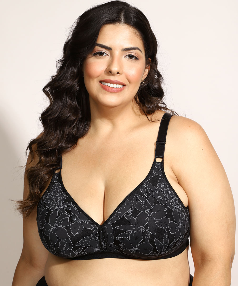 sutiã triângulo demillus plus size floral preto