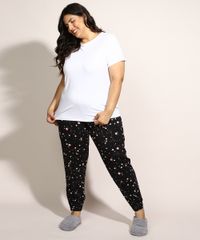 Pijama-Feminino-Plus-Size-com-Estampa-de-Estrelas-Manga-Curta-Preto-1-9971251-Preto_1_3