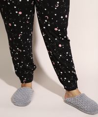 Pijama-Feminino-Plus-Size-com-Estampa-de-Estrelas-Manga-Curta-Preto-1-9971251-Preto_1_5