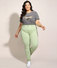 Calca-de-Sarja-Feminina-Plus-Size-Sawary-Skinny-Cintura-Alta-Verde-Claro-9976414-Verde_Claro_3