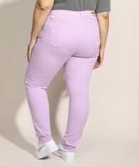 Calca-de-Sarja-Feminina-Plus-Size-Sawary-Skinny-Cintura-Alta-Lilas-9976415-Lilas_2