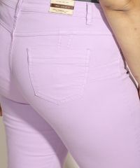 Calca-de-Sarja-Feminina-Plus-Size-Sawary-Skinny-Cintura-Alta-Lilas-9976415-Lilas_5