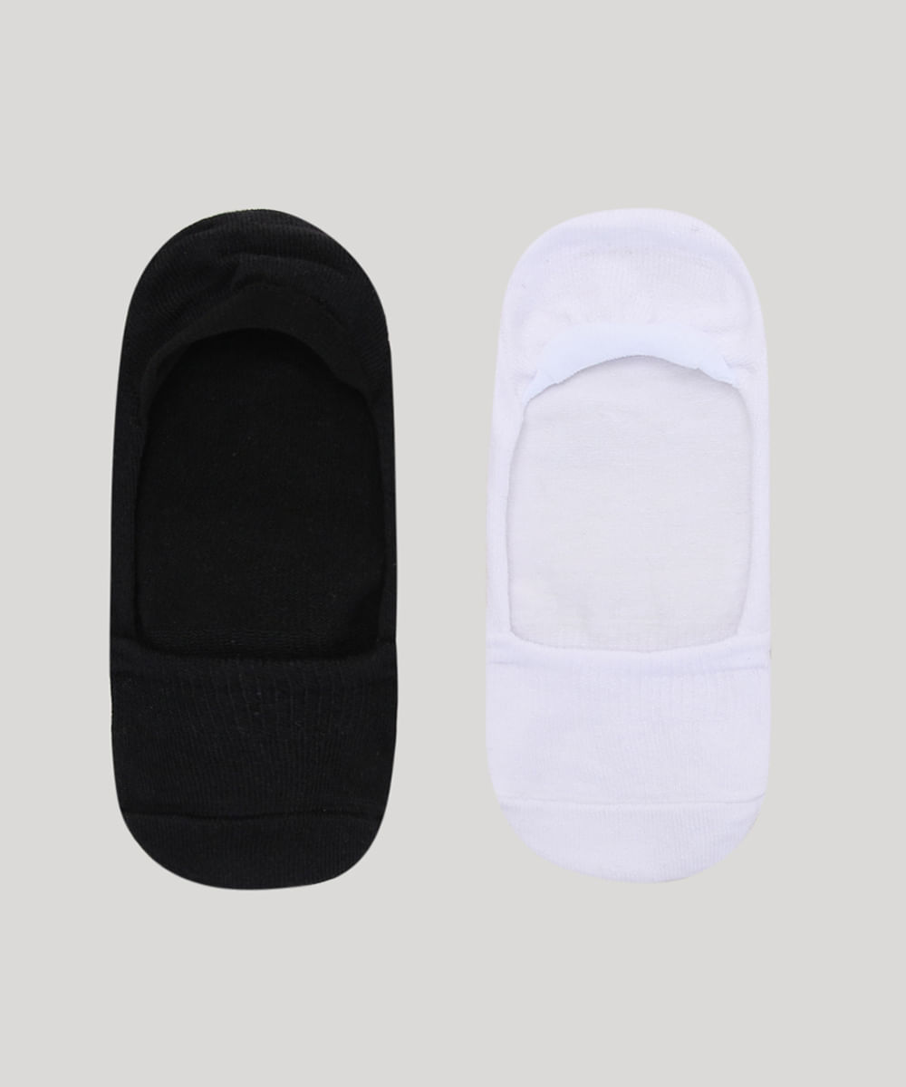 Vista 2 Kit de 2 Meias Femininas Invisíveis Multicor C&A Colorido C&A Colorido