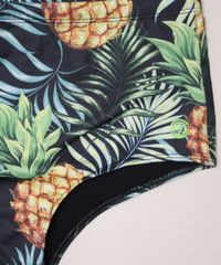 Sunga-Masculina-Tradicional-Estampada-de-Abacaxis-com-Protecao-UV50--Preta-9969277-Preto_3