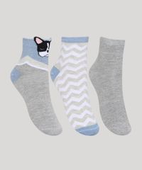 Kit-de-3-Meias-Femininas-Cano-Medio-Estampada-Cachorrinho-Cinza-9971341-Cinza_1