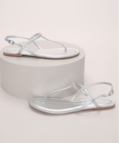 Rasteirinha-Feminina-Oneself-com-Strass-Prateada-9975857-Prateada_1