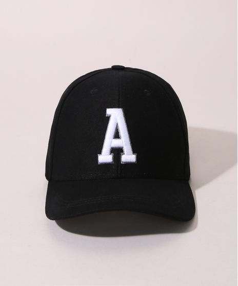 Bone-de-Sarja-Masculino-Aba-Curva-com-Bordado-Preto-9966360-Preto_1
