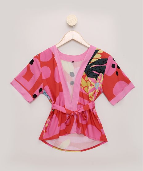 Kimono-Tal-Mae-Tal-Filha-Infantil-Feline-Estampado-Dots-Tropical-Manga-Curta-Vermelho-9965488-Vermelho_1