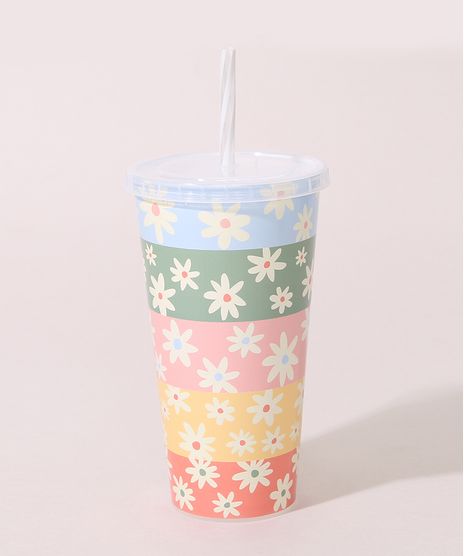 Copo-Plastico-Listrado-Floral-com-Tampa-e-Canudo-Multicor-9976552-Multicor_1