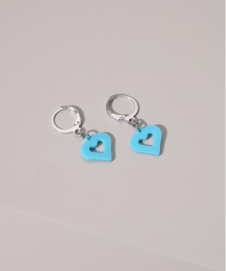 Brinco-Feminino-de-Argola-com-Pingente-de-Coracao-Prateado-9976715-Prateado_1