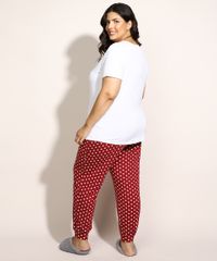 Pijama-Feminino-Plus-Size-com-Estampa-de-Coracoes-Manga-Curta-Vermelho-Escuro-9971251-Vermelho_Escuro_2