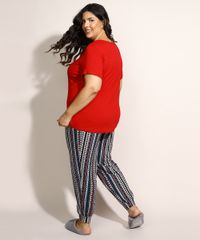 Pijama-Feminino-Plus-Size-com-Estampa-Etnica-Manga-Curta-Multicor-9971251-Multicor_2